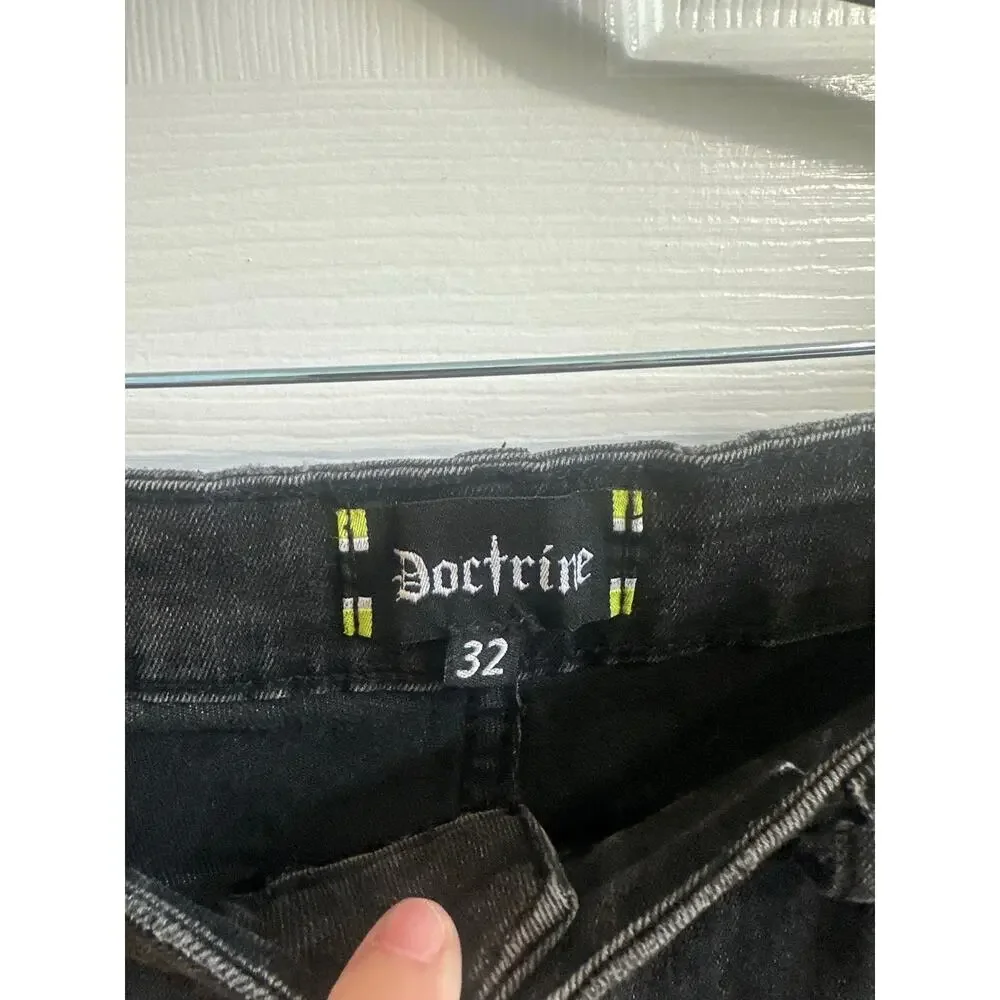 Doctrine Savant Stacked Jeans Black Sz 32 Men’s Denim Streetwear Nice!